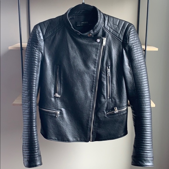 Zara Jackets & Blazers - Zara faux leather black Moto style jacket
